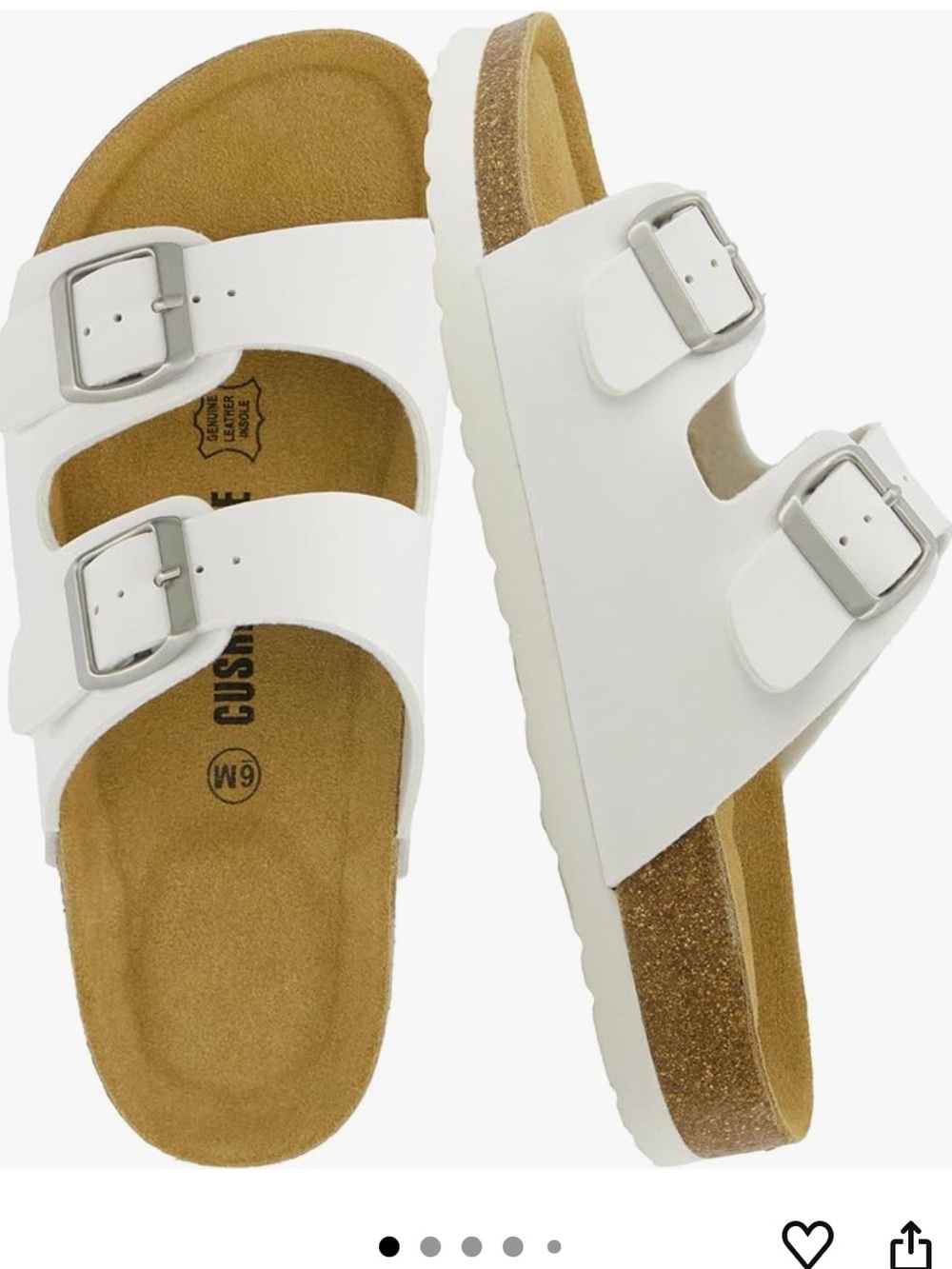 CUSHIONAIRE Lane Cork Footbed Womens Sandals WHITE size 8